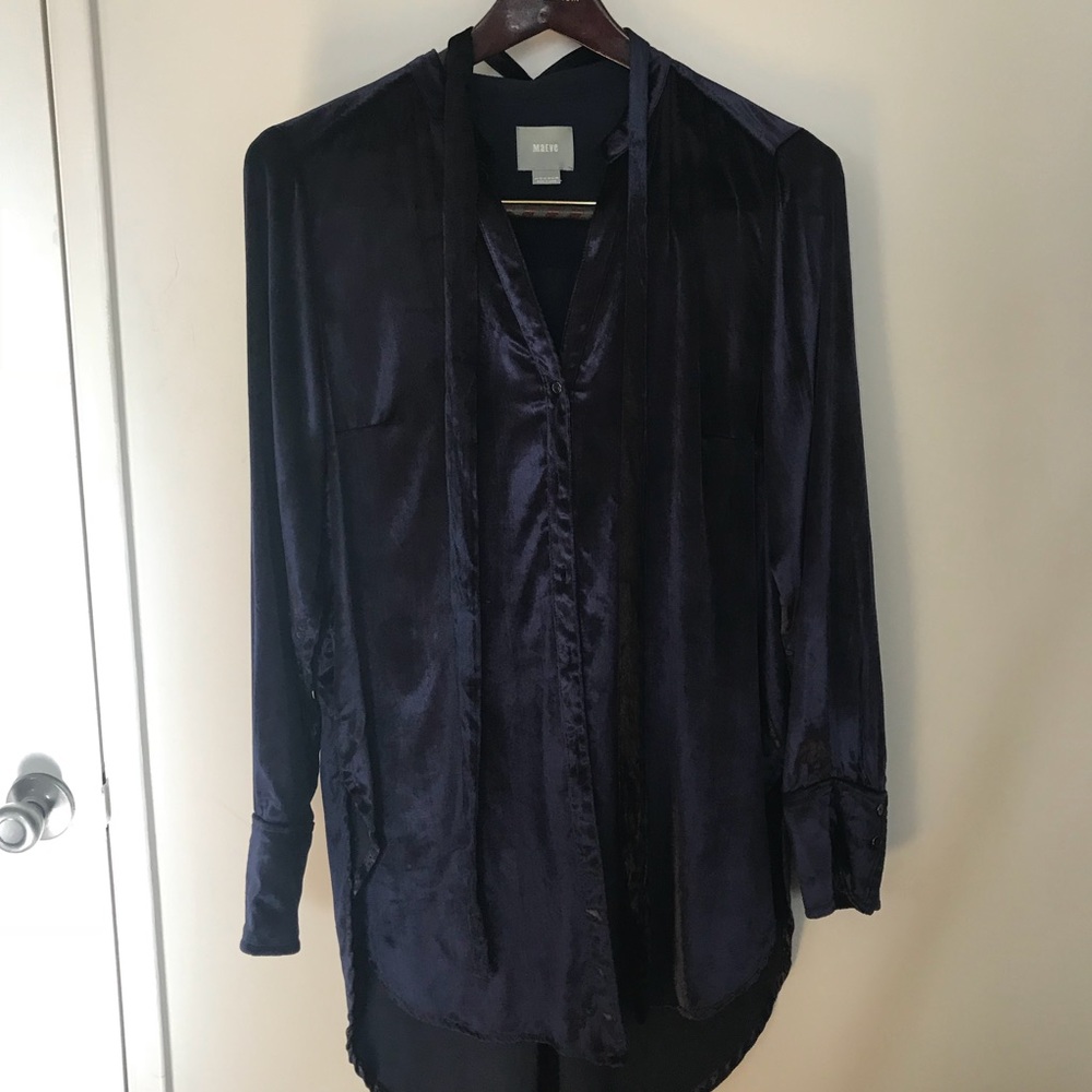 Blue velvet button down